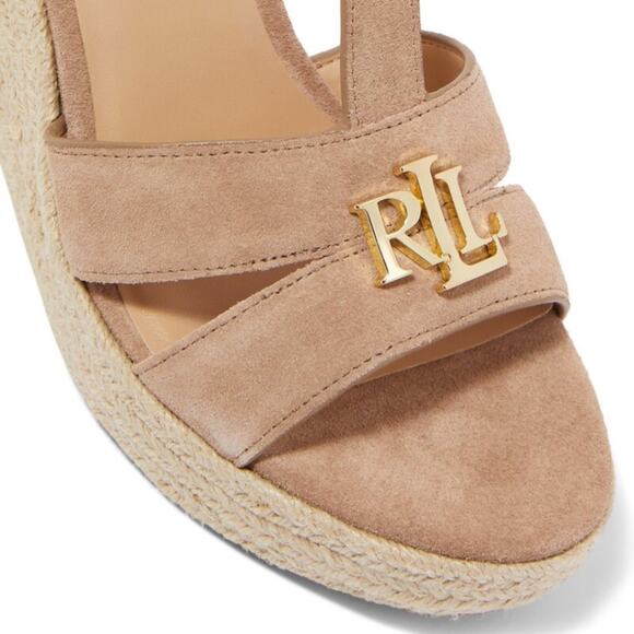 Ralph Lauren Hale Wedge Sandals Khaki Size 8.5 NWT - Picture 3 of 16